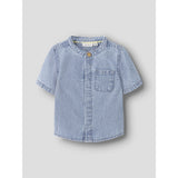 Name It Light Blue Denim Nbmleo Stripe Dnm Ss Skjorta 1910-Ip H
