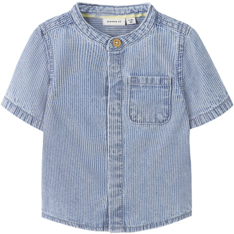 Name It Light Blue Denim Nbmleo Stripe Dnm Ss Skjorta 1910-Ip H