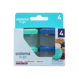 Sistema Ocean Blue & Minty Teal To Go Dressing Opbevaringsbøtter 35 Ml 4-Pack
