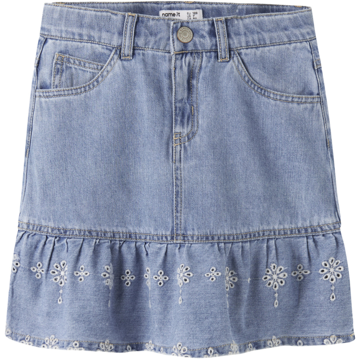 Name It Light Blue Denim Anglaise Nkfhallie Dnm Anglaise Kjol 1026-Ov H