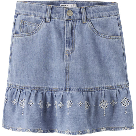 Name It Light Blue Denim Anglaise Nkfhallie Dnm Anglaise Kjol 1026-Ov H