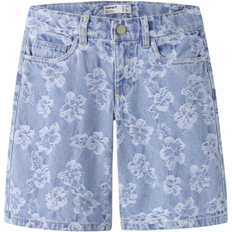Name It Light Blue Denim Flowers Nkfrose Dnm Jacq Long Shorts 2440-Ja H