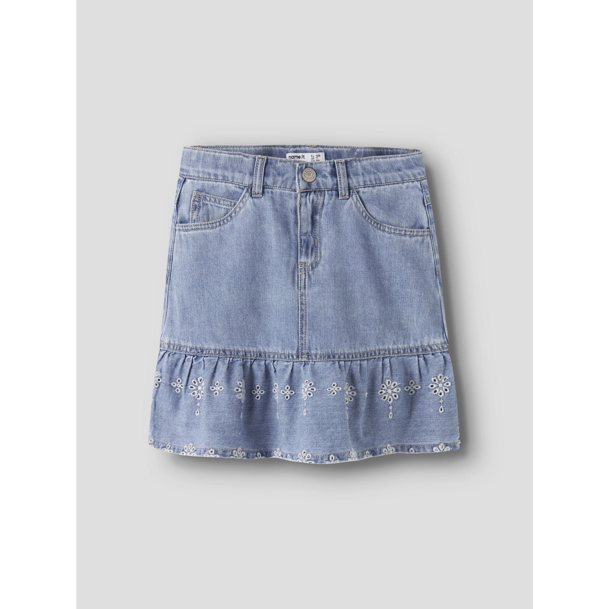 Name It Light Blue Denim Anglaise Nkfhallie Dnm Anglaise Kjol 1026-Ov H