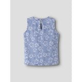 Name It Light Blue Denim Flowers Nkflucy Sl Dnm Jacq Topp 2440-Ja H
