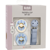 Bibs Dusty Blue Napp & Clip Gift Sett Pin & Block Latex