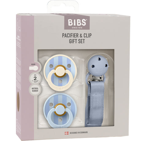 Bibs Dusty Blue Napp & Clip Gift Sett Pin & Block Latex