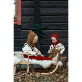 Silly Silas Maple Leaf With Dark Forest Green Footless Strumpbyxar Christmas Edition