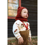 Silly Silas Acorn Brown With Maple Leaf Footless Strumpbyxar Christmas Edition