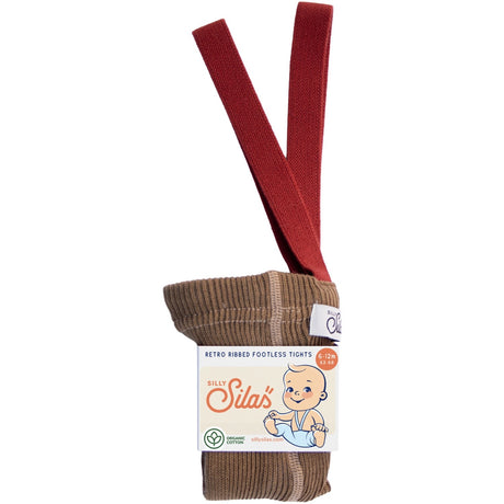 Silly Silas Acorn Brown With Maple Leaf Footless Strumpbyxar Christmas Edition