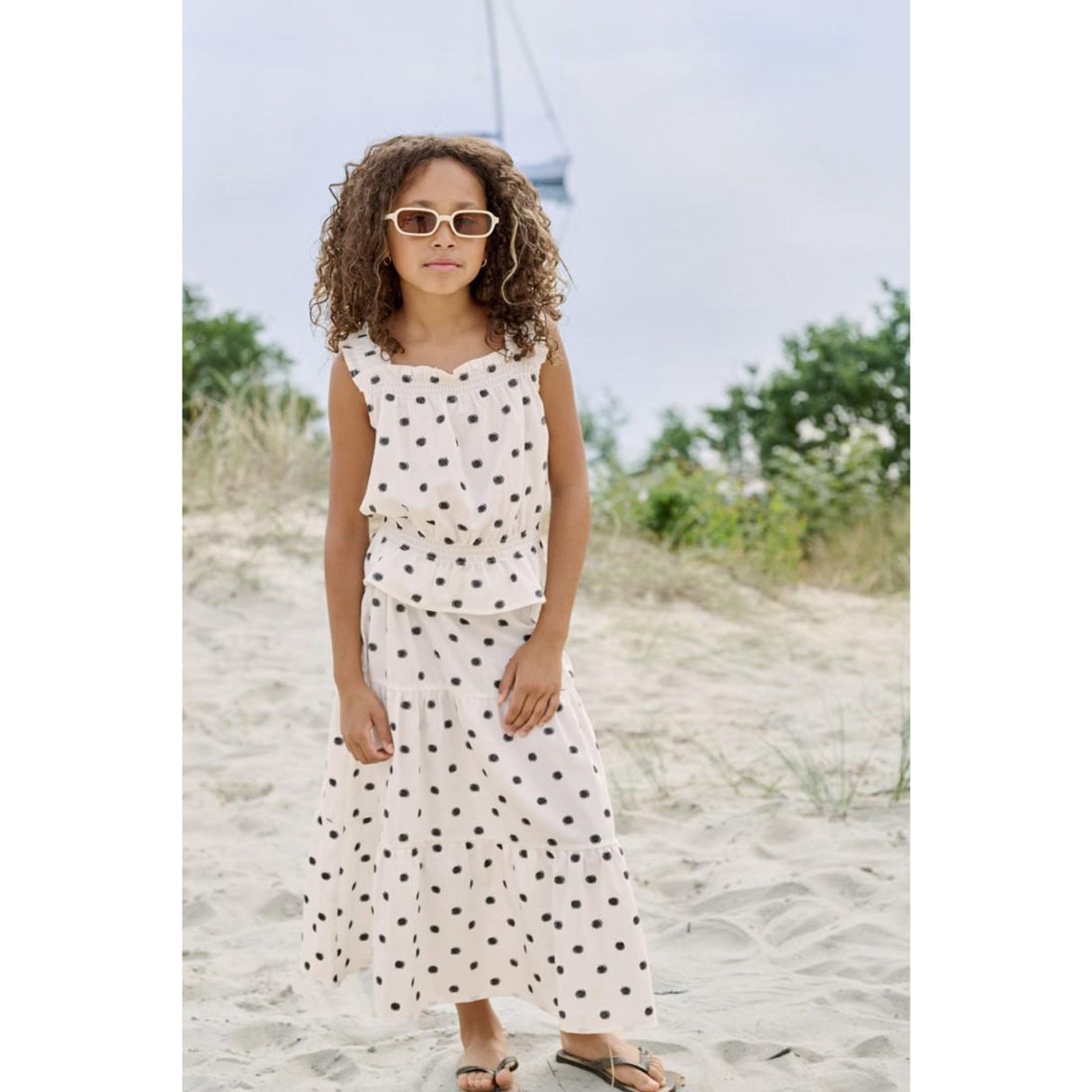 kids ONLY Cloud Dancer Black Dots Kogsweta Long Kjol Wvn