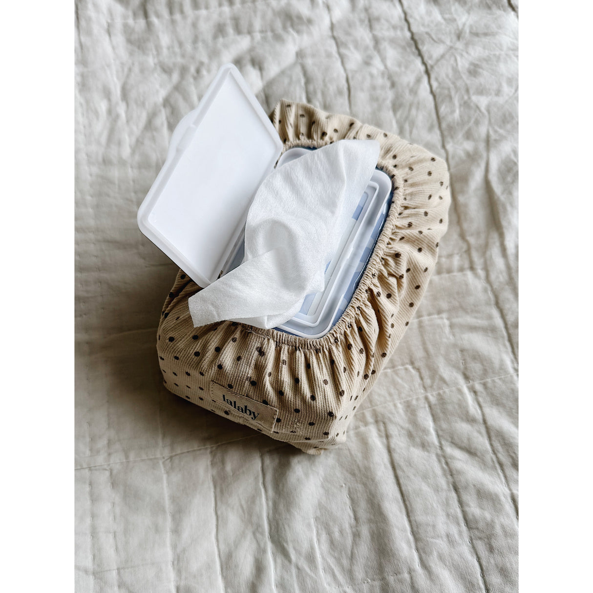 Lalaby Brown Dot Wet Wipe Cover
