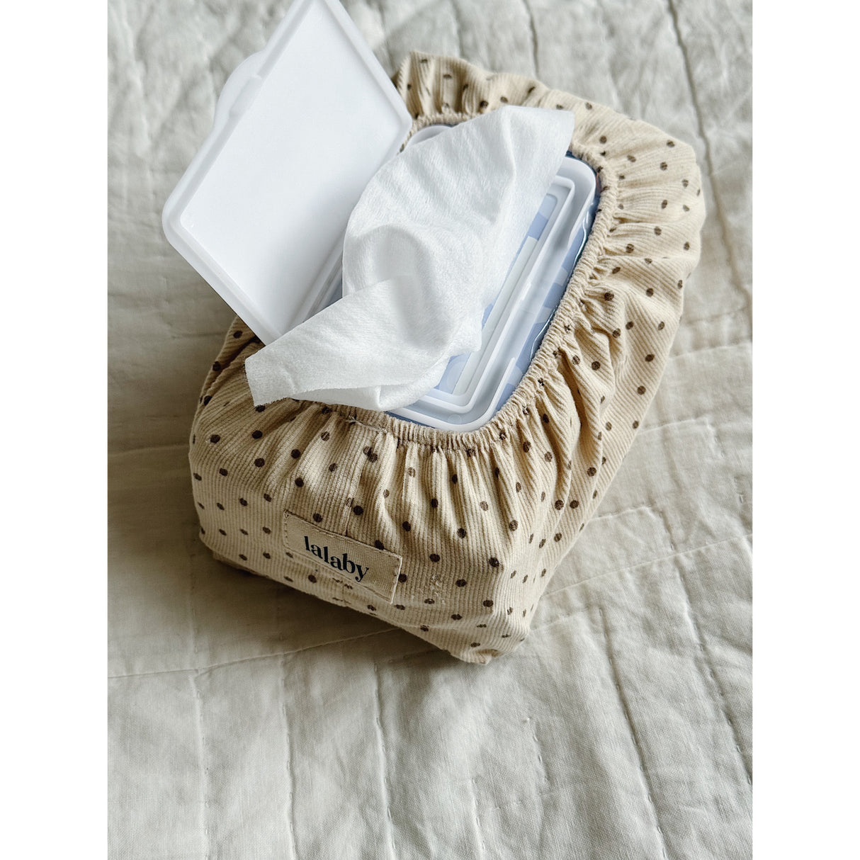Lalaby Brown Dot Wet Wipe Cover