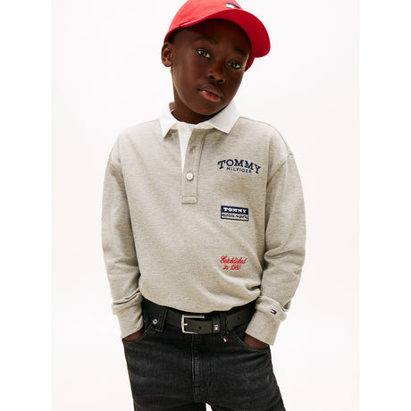 Tommy Hilfiger Mid Grey Heather Multi Print Pikétröja Ls