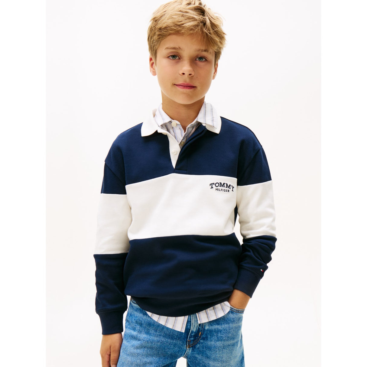 Tommy Hilfiger Dark Night Navy Colourblock Colourblock Pikétröja Ls
