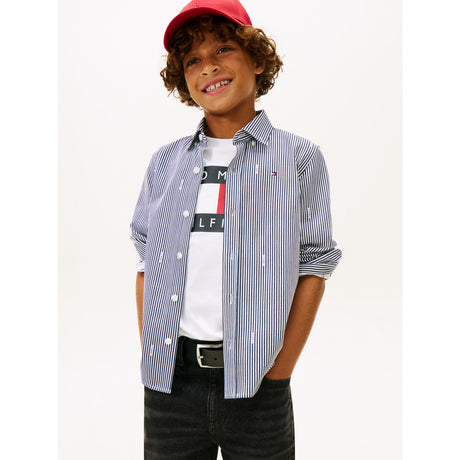 Tommy Hilfiger Dark Night Navy White Stripe Aop Jersey Skjorta