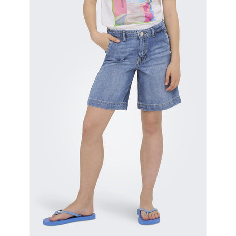 kids ONLY Light Blue Denim Kogcomet Wide Long Shorts Dnm Dia Noos
