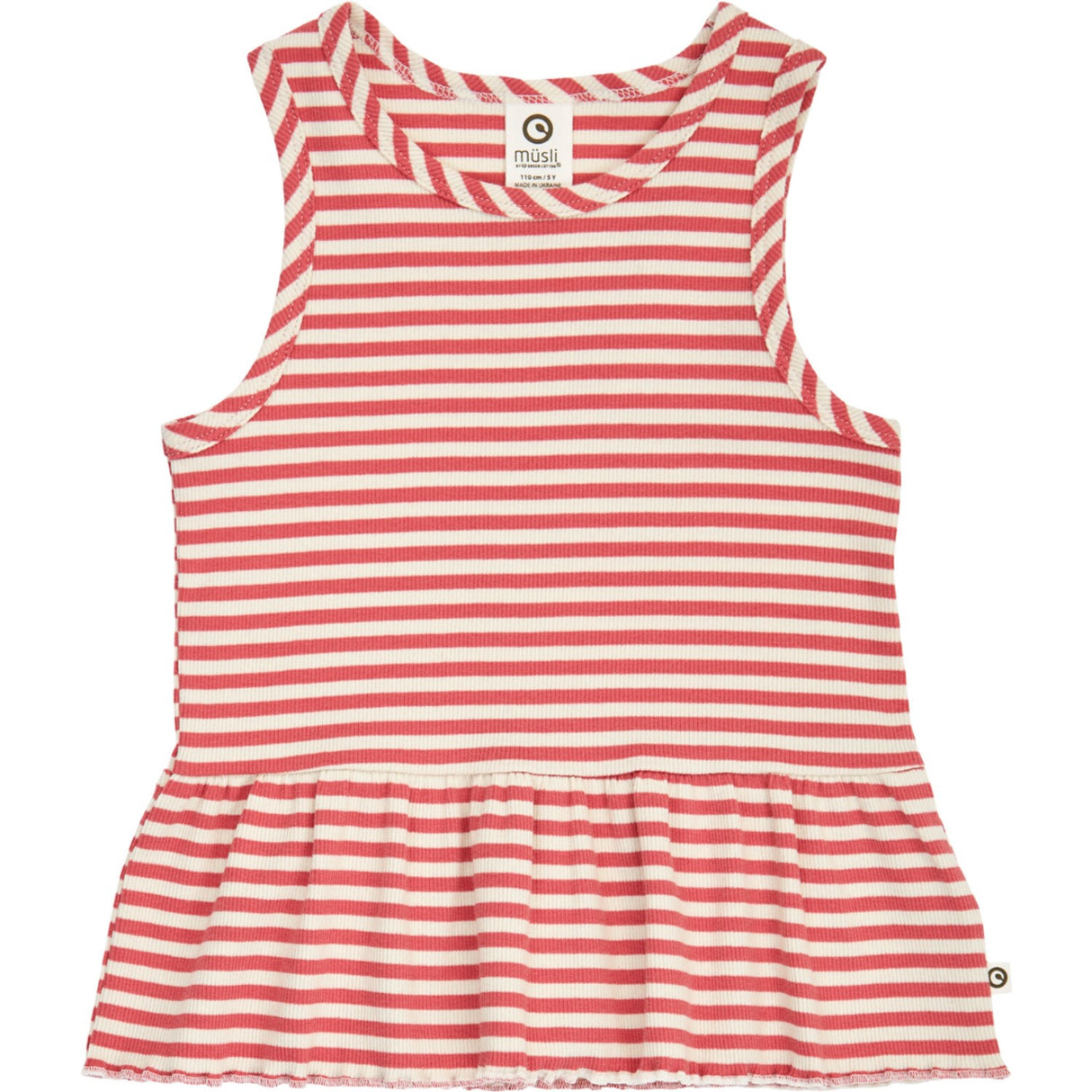 Müsli Mineral Red/ Tofu Rib Stripe Peplum Topp