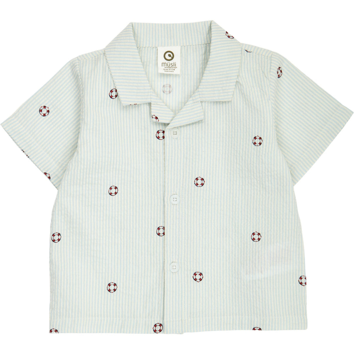 Müsli Tofu/ Ocean/ Mineral Red Seersucker Stripe S/S Skjorta Baby