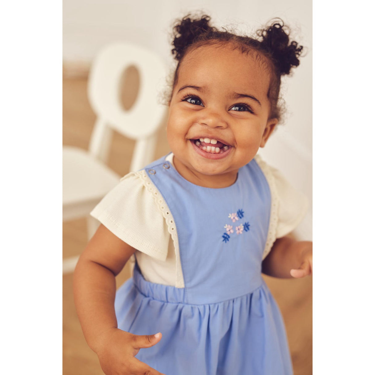 Müsli Shell Blue Spring Pinafore Klänning Baby