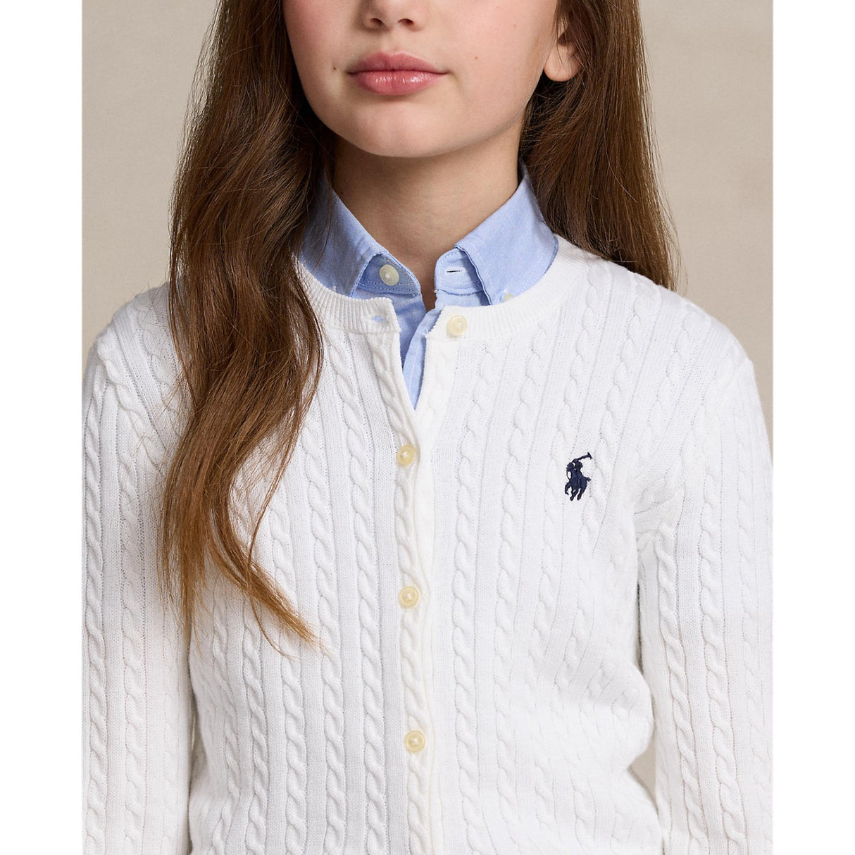 Polo Ralph Lauren Optic White W/ Navy Cardigan