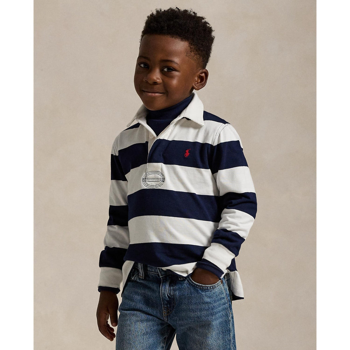 Polo Ralph Lauren White/Cruise Navy Rugby Pikétröja T-Shirt