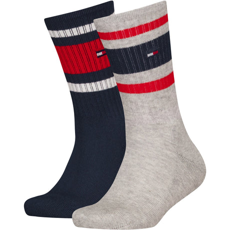Tommy Hilfiger Grey Melange Th Kids Strumpo 2P Sport Stripe
