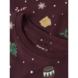 Name It Burgundy Xmas AOP Nmnvismas Ls Nightset