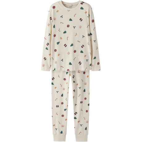 Name It Whitecap Gray Xmas AOP Nknvismas Ls Nightset