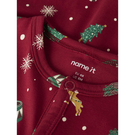 Name It Jester Red Xmas AOP Red Nbnvismas Ls Nightsuit