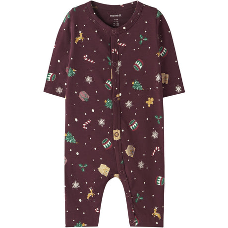 Name It Burgundy Xmas AOP Nbnvismas Ls Nightsuit