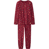 Name It Jester Red Xmas AOP Red Nanvismas Ls Nightset Voksen