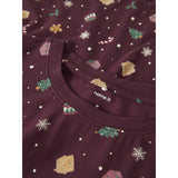 Name It Burgundy Xmas AOP Nanvismas Ls Nightset Voksen