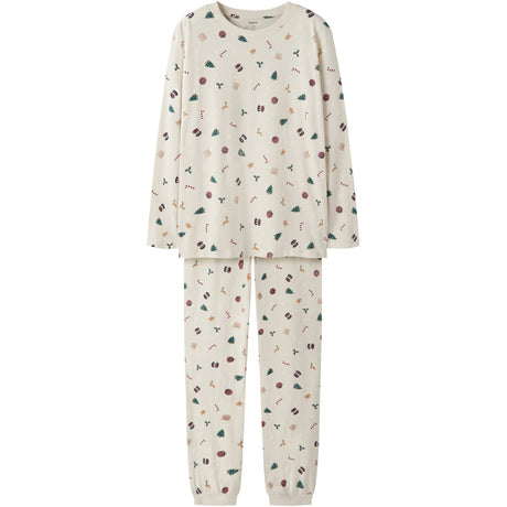 Name It Whitecap Gray Xmas AOP Nanvismas Ls Nightset Voksen