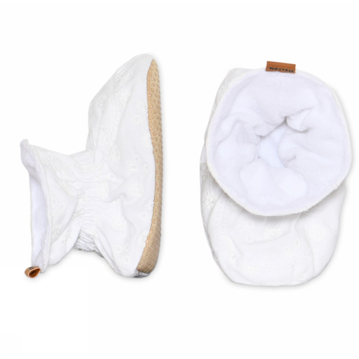 MELTON White Lace Textile Slippers