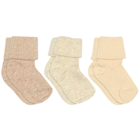 Mp Danmark Creme Melange Bomull Rib Baby Strumpor - 3-pack