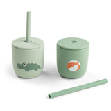 DonebyDeer Playground Green Silikon Sugerørskop 2-Pack