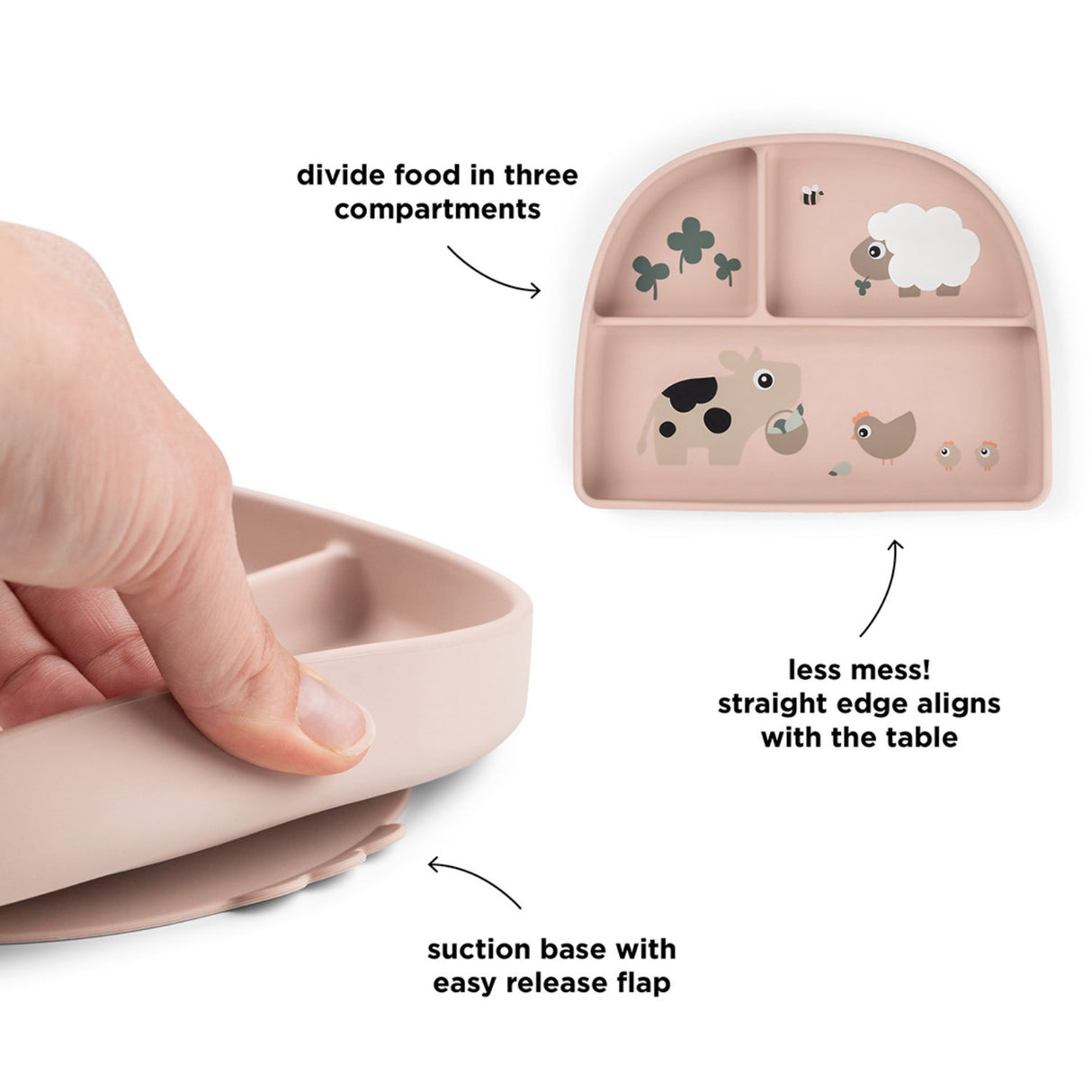 DonebyDeer Tiny Farm Powder Stick&Stay Inddelt Tallrik