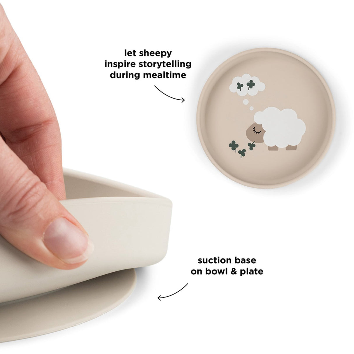 DonebyDeer Tiny Farm Sand Silikon Stick&Stay Tallrik