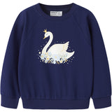 Name It Beacon Blue Princess Swan Nmfvenus Ls Nreg Sweat Bru