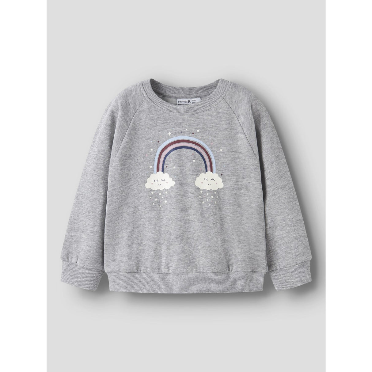 Name It Grey Melange Rainbow Clouds Nmfvenus Ls Nreg Sweat Bru