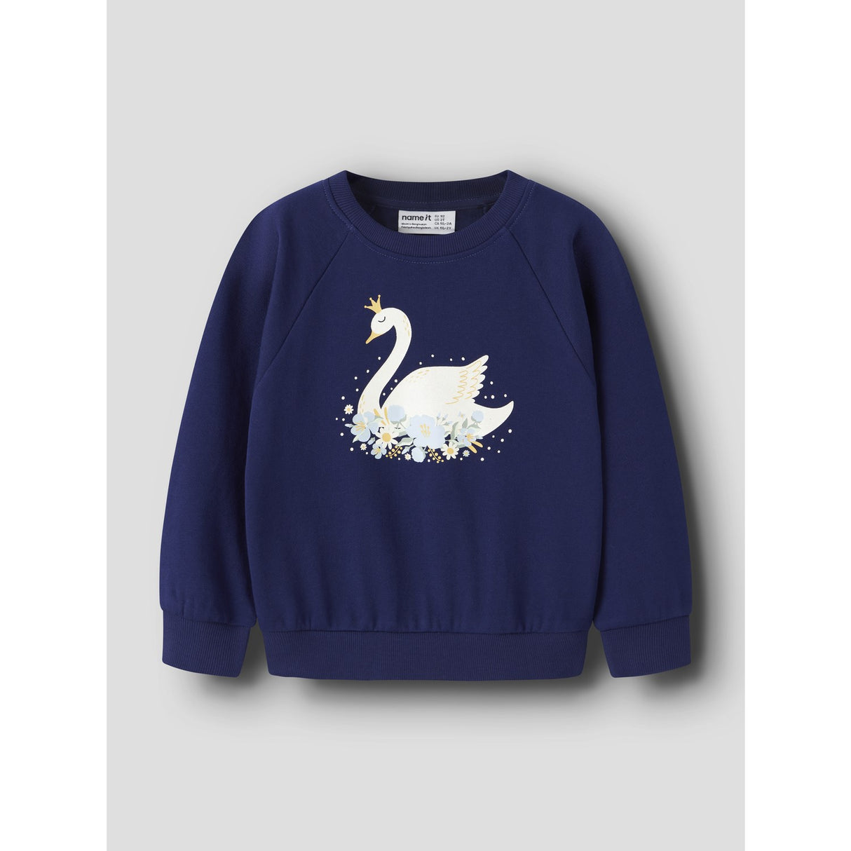 Name It Beacon Blue Princess Swan Nmfvenus Ls Nreg Sweat Bru