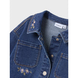 Name It Dark Blue Denim Flower Emb Nmfkara Emb Dnm Jacka 1224-Fr