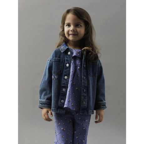Name It Dark Blue Denim Flower Emb Nmfkara Emb Dnm Jacka 1224-Fr