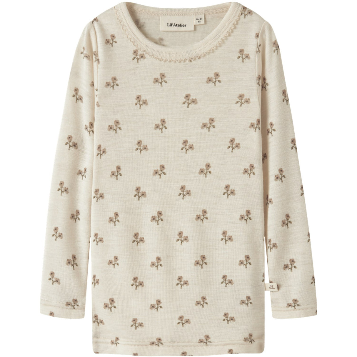 Lil'Atelier Turtledove Flower Nmfnalu Wo/Mo Ls Slim Topp Lil