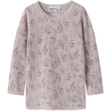 Name It Violet Ice Flowers + Leafs Nmfwang Ull Needle Ls Topp Noos