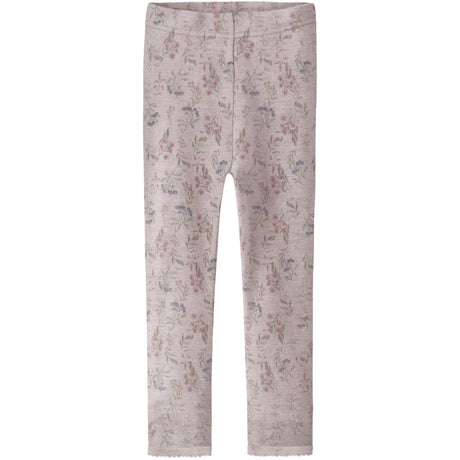 Name It Violet Ice Flowers + Leafs Nmfwang Ull Needle Leggings Noos