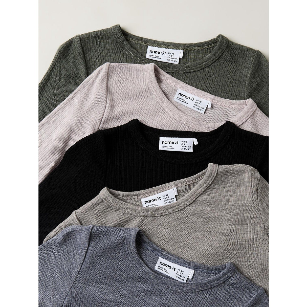 Name It Folkstone Gray Nmnwax Ull Rib Ls Topp Noos