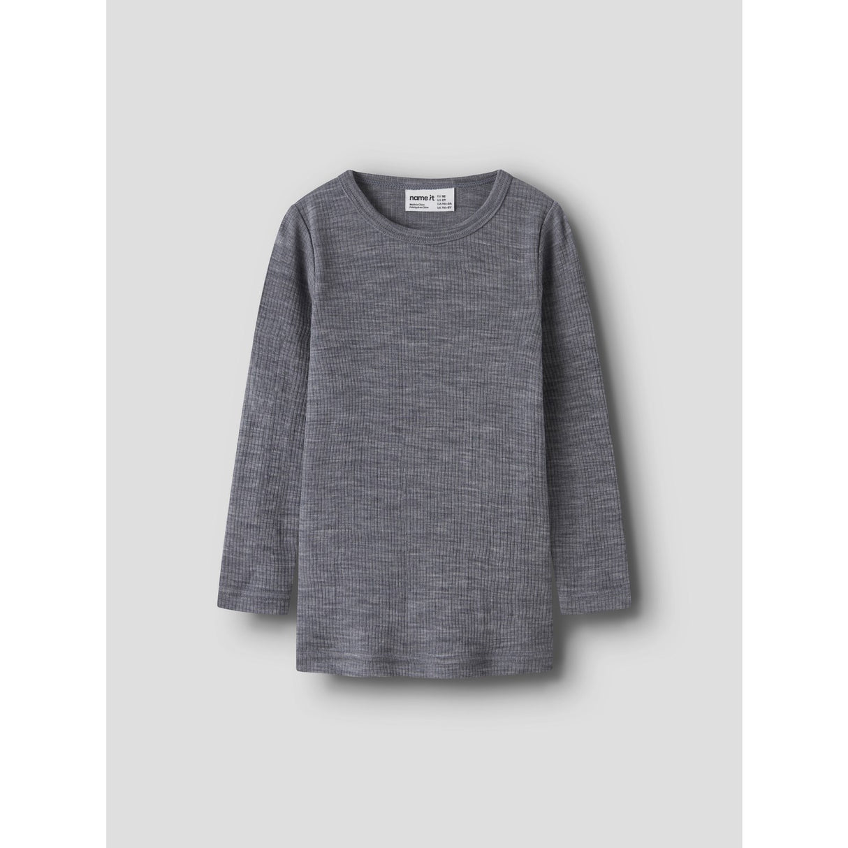 Name It Folkstone Gray Nmnwax Ull Rib Ls Topp Noos