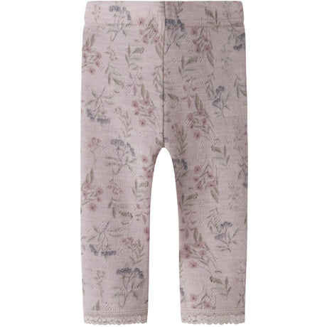 Name It Violet Ice Flowers And Leafs Nbfwang Ull Needle Leggings Noos