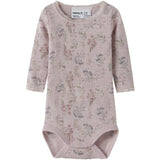 Name It Violet Ice Flowers + Leafs Nbfwang Ull Needle Ls Body Noos